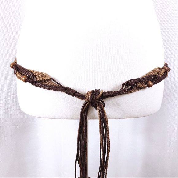 Accessories - Macrome & Wood Bead Boho Tie Belt OS❤